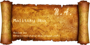 Malitsky Aba névjegykártya